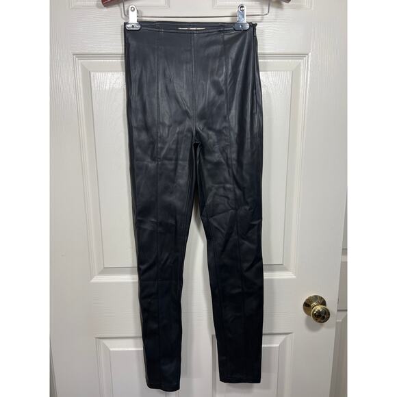 Free People We The Free Spitfire Stacked Faux Leather Pants Black Boho Festival - Picture 2 of 10